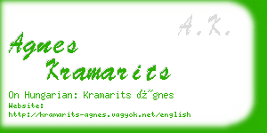 agnes kramarits business card